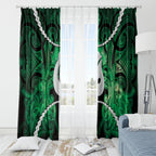 Maori Matariki Hei Matau Kakariki Window Curtain Maori Kowhaiwhai Pattern Galaxy