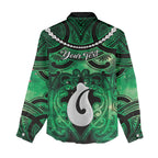 Personalised Maori Matariki Hei Matau Kakariki Women Casual Shirt Maori Kowhaiwhai Pattern Galaxy