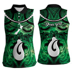 Personalised Maori Matariki Hei Matau Kakariki Women Sleeveless Polo Shirt Maori Kowhaiwhai Pattern Galaxy