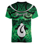 Personalised Maori Matariki Hei Matau Kakariki Women V-Neck T-Shirt Maori Kowhaiwhai Pattern Galaxy