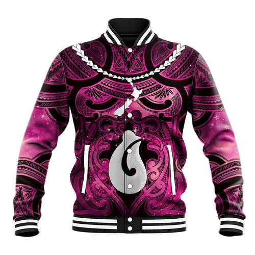 Personalised Maori Matariki Hei Matau Mawhero Baseball Jacket Maori Kowhaiwhai Pattern Galaxy