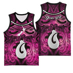 Personalised Maori Matariki Hei Matau Mawhero Basketball Jersey Maori Kowhaiwhai Pattern Galaxy