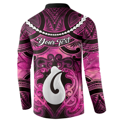 Personalised Maori Matariki Hei Matau Mawhero Button Sweatshirt Maori Kowhaiwhai Pattern Galaxy