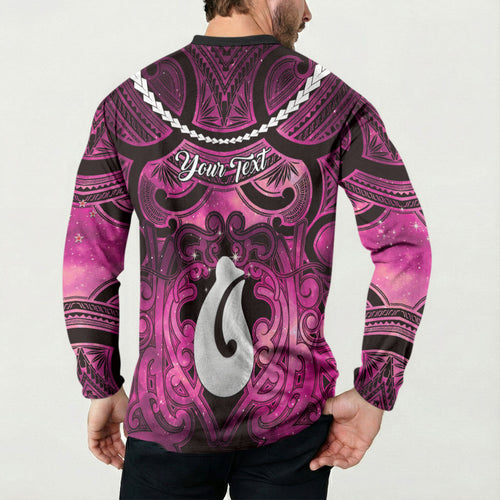 Personalised Maori Matariki Hei Matau Mawhero Button Sweatshirt Maori Kowhaiwhai Pattern Galaxy