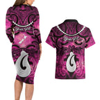 Personalised Maori Matariki Hei Matau Mawhero Couples Matching Long Sleeve Bodycon Dress and Hawaiian Shirt Maori Kowhaiwhai Pattern Galaxy