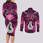 Personalised Maori Matariki Hei Matau Mawhero Couples Matching Long Sleeve Bodycon Dress and Long Sleeve Button Shirt Maori Kowhaiwhai Pattern Galaxy