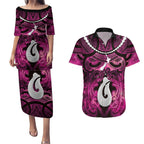 Personalised Maori Matariki Hei Matau Mawhero Couples Matching Puletasi and Hawaiian Shirt Maori Kowhaiwhai Pattern Galaxy