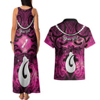 Personalised Maori Matariki Hei Matau Mawhero Couples Matching Tank Maxi Dress and Hawaiian Shirt Maori Kowhaiwhai Pattern Galaxy