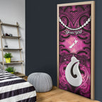 Personalised Maori Matariki Hei Matau Mawhero Door Cover Maori Kowhaiwhai Pattern Galaxy