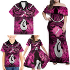 Personalised Maori Matariki Hei Matau Mawhero Family Matching Off Shoulder Maxi Dress and Hawaiian Shirt Maori Kowhaiwhai Pattern Galaxy