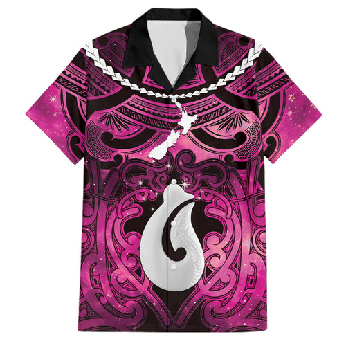 Personalised Maori Matariki Hei Matau Mawhero Family Matching Off Shoulder Short Dress and Hawaiian Shirt Maori Kowhaiwhai Pattern Galaxy