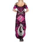 Personalised Maori Matariki Hei Matau Mawhero Family Matching Summer Maxi Dress and Hawaiian Shirt Maori Kowhaiwhai Pattern Galaxy