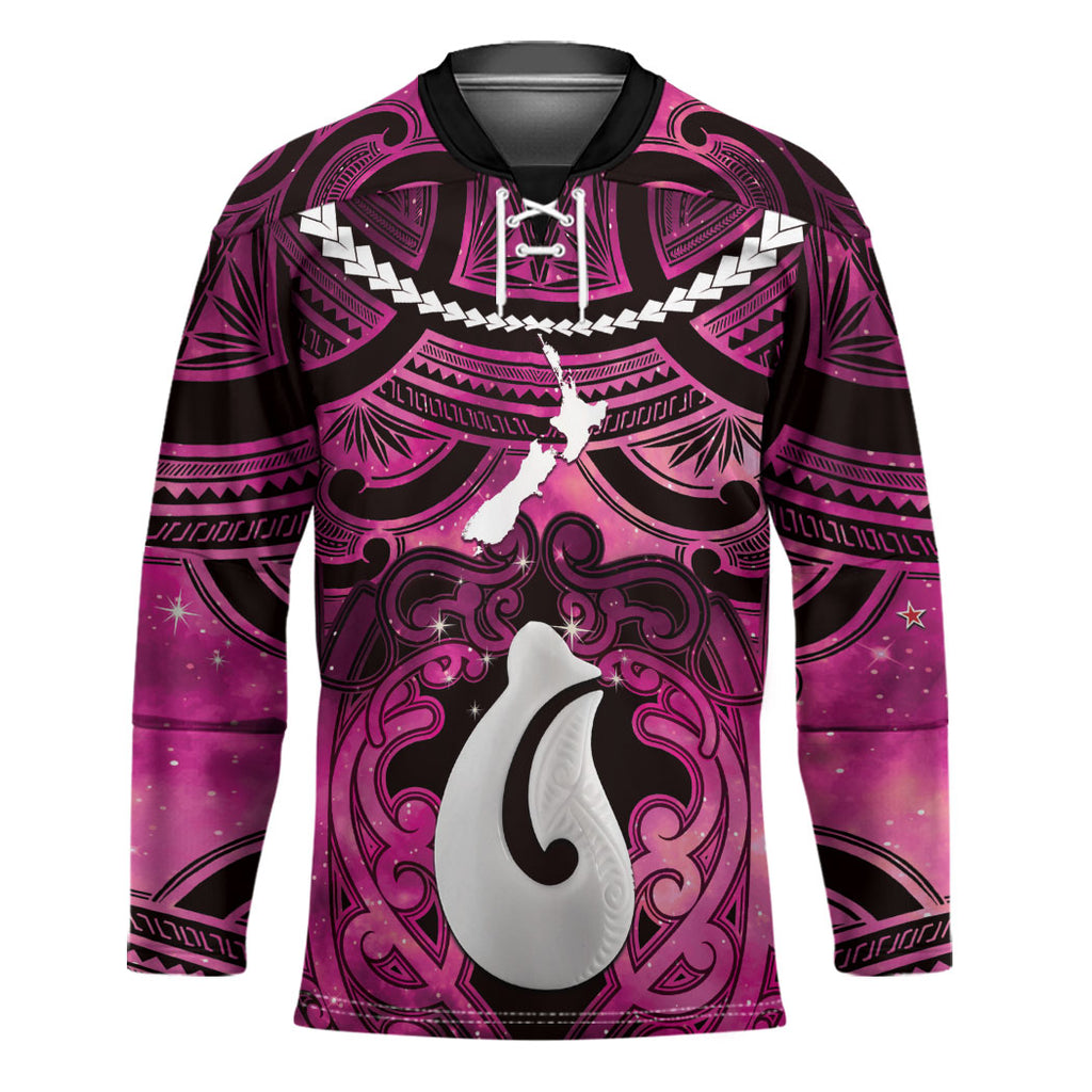 Personalised Maori Matariki Hei Matau Mawhero Hockey Jersey Maori Kowhaiwhai Pattern Galaxy