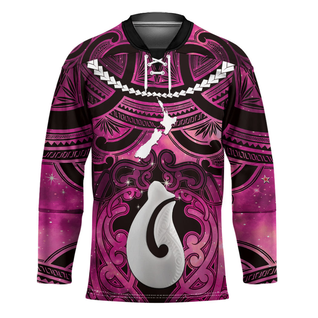 Personalised Maori Matariki Hei Matau Mawhero Hockey Jersey Maori Kowhaiwhai Pattern Galaxy