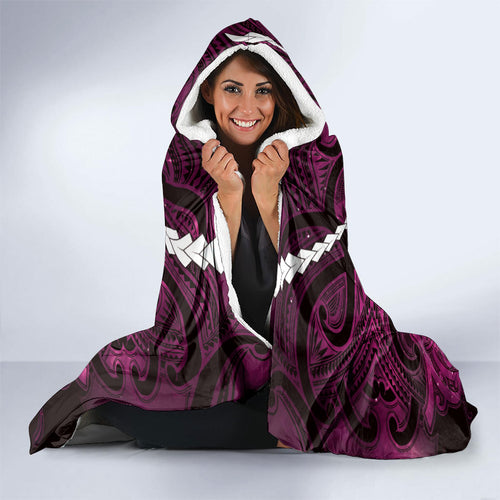 Maori Matariki Hei Matau Mawhero Hooded Blanket Maori Kowhaiwhai Pattern Galaxy