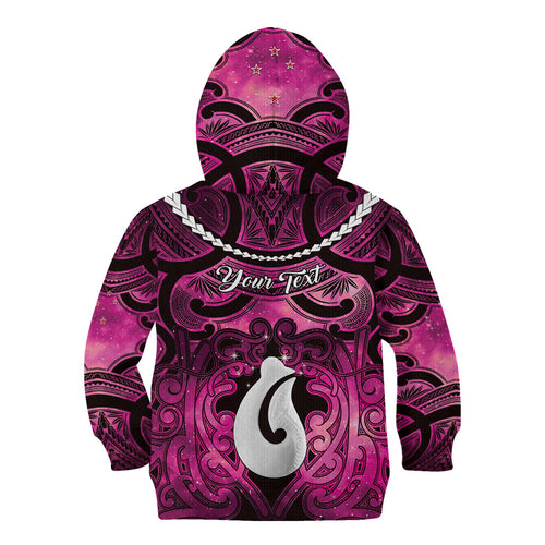 Personalised Maori Matariki Hei Matau Mawhero Kid Hoodie Maori Kowhaiwhai Pattern Galaxy