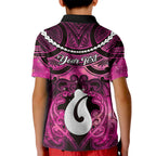 Personalised Maori Matariki Hei Matau Mawhero Kid Polo Shirt Maori Kowhaiwhai Pattern Galaxy
