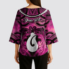 Personalised Maori Matariki Hei Matau Mawhero Kimono Sleeve Blouse Maori Kowhaiwhai Pattern Galaxy
