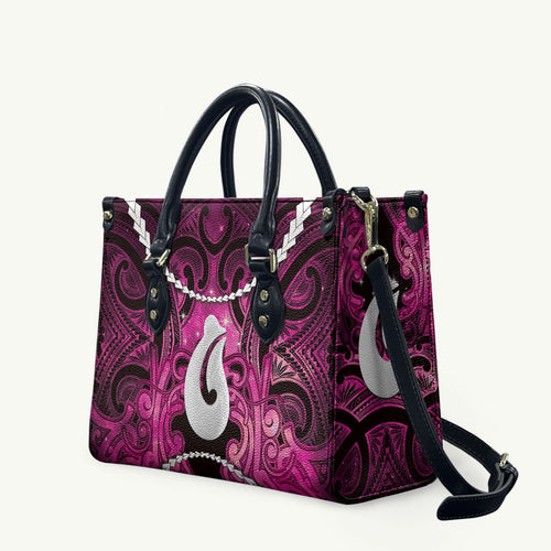 Maori Matariki Hei Matau Mawhero Leather Bag Maori Kowhaiwhai Pattern Galaxy