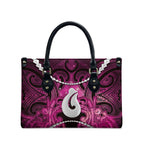 Maori Matariki Hei Matau Mawhero Leather Bag Maori Kowhaiwhai Pattern Galaxy