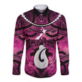 Personalised Maori Matariki Hei Matau Mawhero Long Sleeve Button Shirt Maori Kowhaiwhai Pattern Galaxy