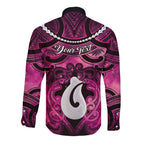 Personalised Maori Matariki Hei Matau Mawhero Long Sleeve Button Shirt Maori Kowhaiwhai Pattern Galaxy