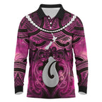 Personalised Maori Matariki Hei Matau Mawhero Long Sleeve Polo Shirt Maori Kowhaiwhai Pattern Galaxy