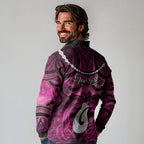 Personalised Maori Matariki Hei Matau Mawhero Long Sleeve Polo Shirt Maori Kowhaiwhai Pattern Galaxy