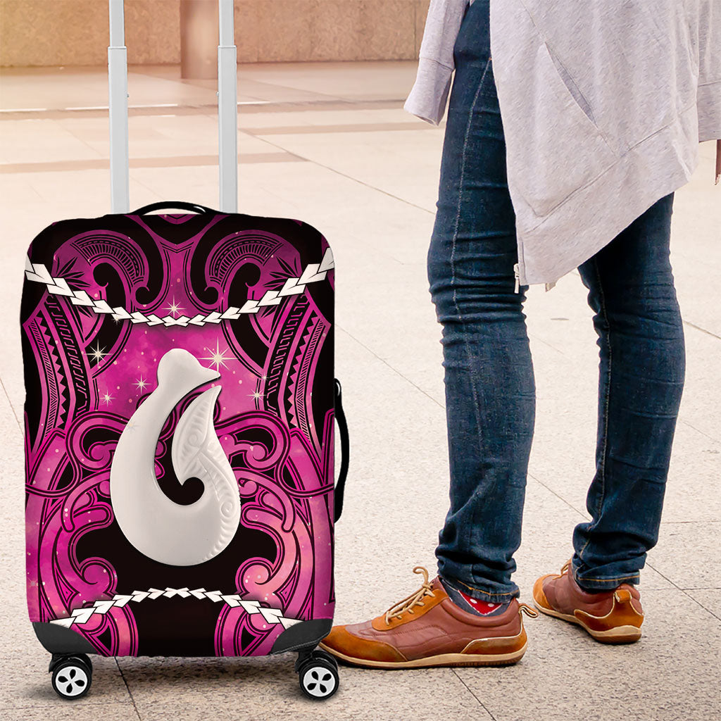 Maori Matariki Hei Matau Mawhero Luggage Cover Maori Kowhaiwhai Pattern Galaxy