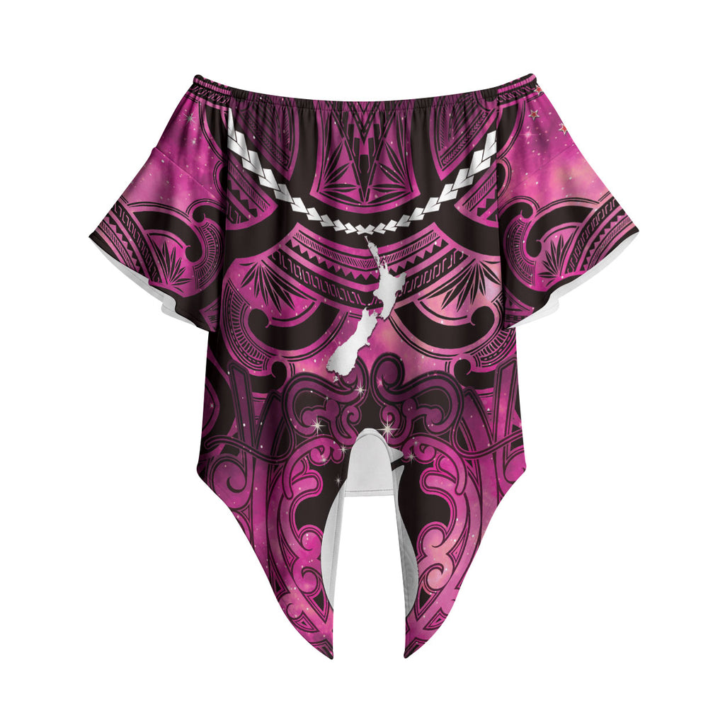 Personalised Maori Matariki Hei Matau Mawhero Off Shoulder Wrap Waist Top Maori Kowhaiwhai Pattern Galaxy