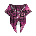 Personalised Maori Matariki Hei Matau Mawhero Off Shoulder Wrap Waist Top Maori Kowhaiwhai Pattern Galaxy