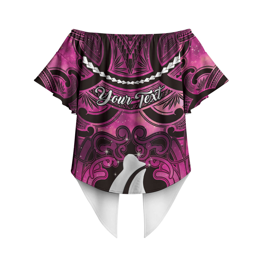 Personalised Maori Matariki Hei Matau Mawhero Off Shoulder Wrap Waist Top Maori Kowhaiwhai Pattern Galaxy