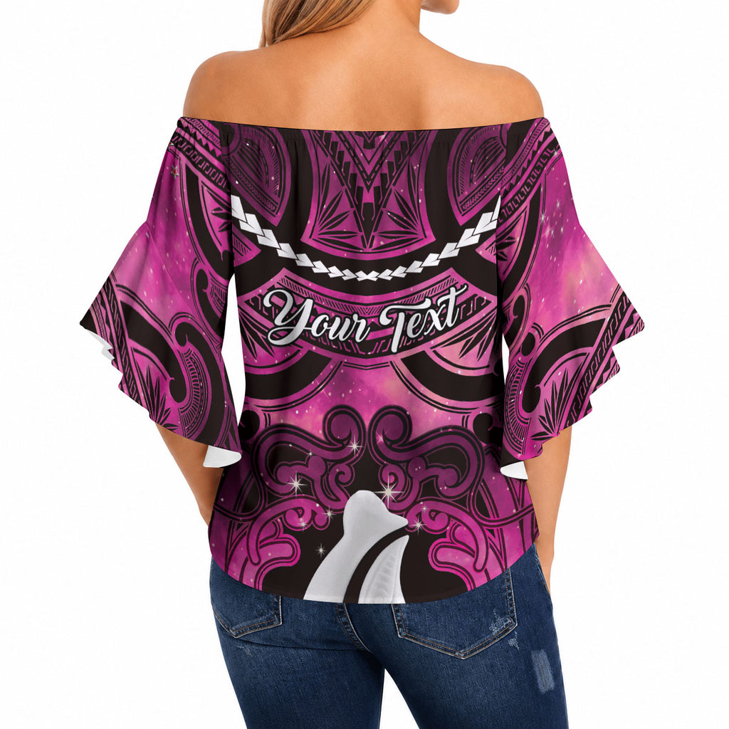Personalised Maori Matariki Hei Matau Mawhero Off Shoulder Wrap Waist Top Maori Kowhaiwhai Pattern Galaxy