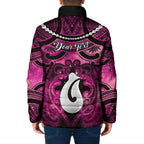 Personalised Maori Matariki Hei Matau Mawhero Padded Jacket Maori Kowhaiwhai Pattern Galaxy