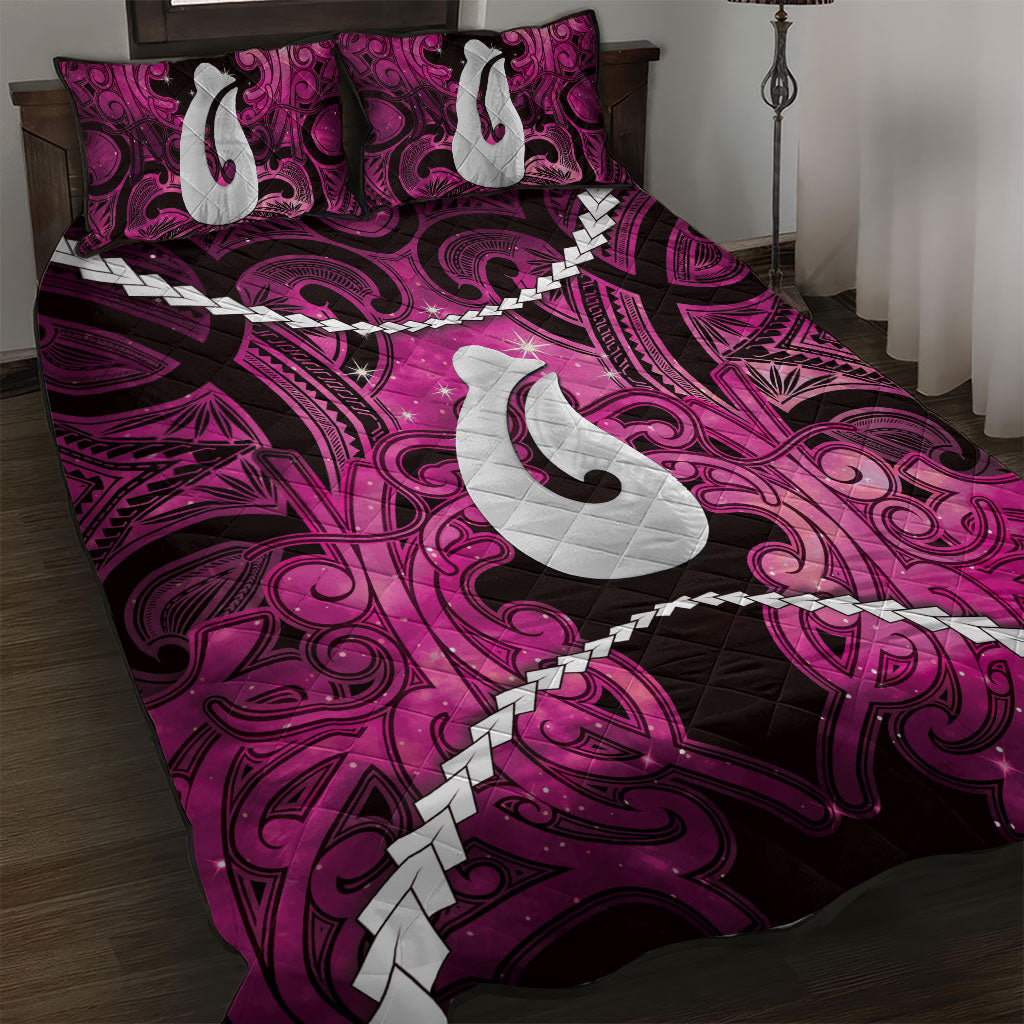 Maori Matariki Hei Matau Mawhero Quilt Bed Set Maori Kowhaiwhai Pattern Galaxy