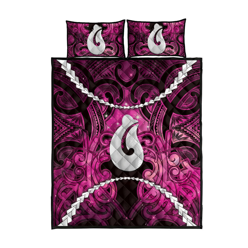 Maori Matariki Hei Matau Mawhero Quilt Bed Set Maori Kowhaiwhai Pattern Galaxy