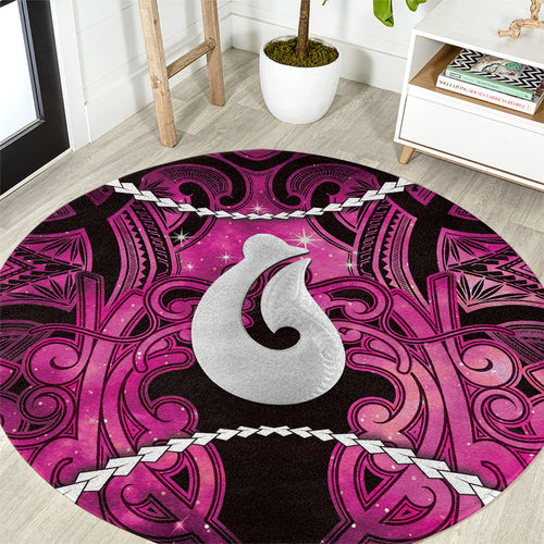 Maori Matariki Hei Matau Mawhero Round Carpet Maori Kowhaiwhai Pattern Galaxy
