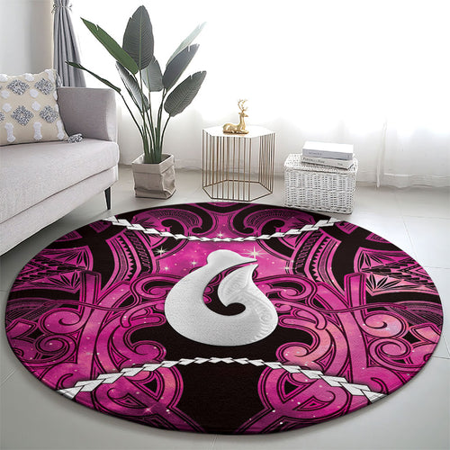 Maori Matariki Hei Matau Mawhero Round Carpet Maori Kowhaiwhai Pattern Galaxy