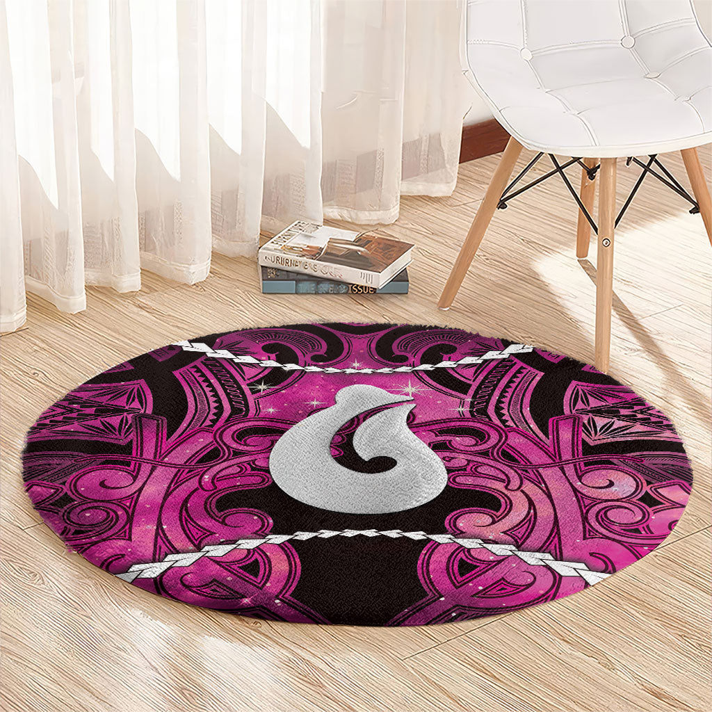 Maori Matariki Hei Matau Mawhero Round Carpet Maori Kowhaiwhai Pattern Galaxy