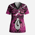 Personalised Maori Matariki Hei Matau Mawhero Scrub Top Maori Kowhaiwhai Pattern Galaxy