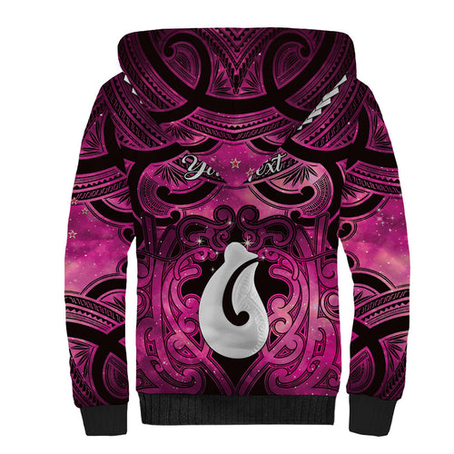 Personalised Maori Matariki Hei Matau Mawhero Sherpa Hoodie Maori Kowhaiwhai Pattern Galaxy