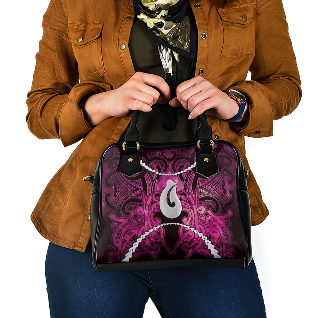 Maori Matariki Hei Matau Mawhero Shoulder Handbag Maori Kowhaiwhai Pattern Galaxy
