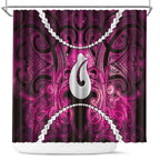 Maori Matariki Hei Matau Mawhero Shower Curtain Maori Kowhaiwhai Pattern Galaxy