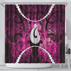 Maori Matariki Hei Matau Mawhero Shower Curtain Maori Kowhaiwhai Pattern Galaxy