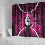 Maori Matariki Hei Matau Mawhero Shower Curtain Maori Kowhaiwhai Pattern Galaxy