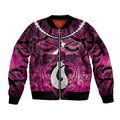Personalised Maori Matariki Hei Matau Mawhero Sleeve Zip Bomber Jacket Maori Kowhaiwhai Pattern Galaxy