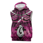 Personalised Maori Matariki Hei Matau Mawhero Sleeveless Hoodie Maori Kowhaiwhai Pattern Galaxy