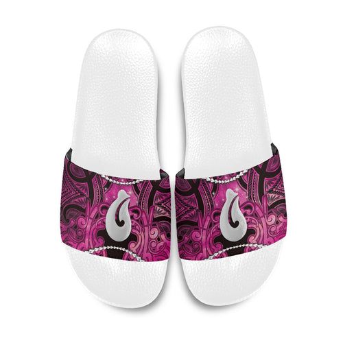 Maori Matariki Hei Matau Mawhero Slide Sandals Maori Kowhaiwhai Pattern Galaxy