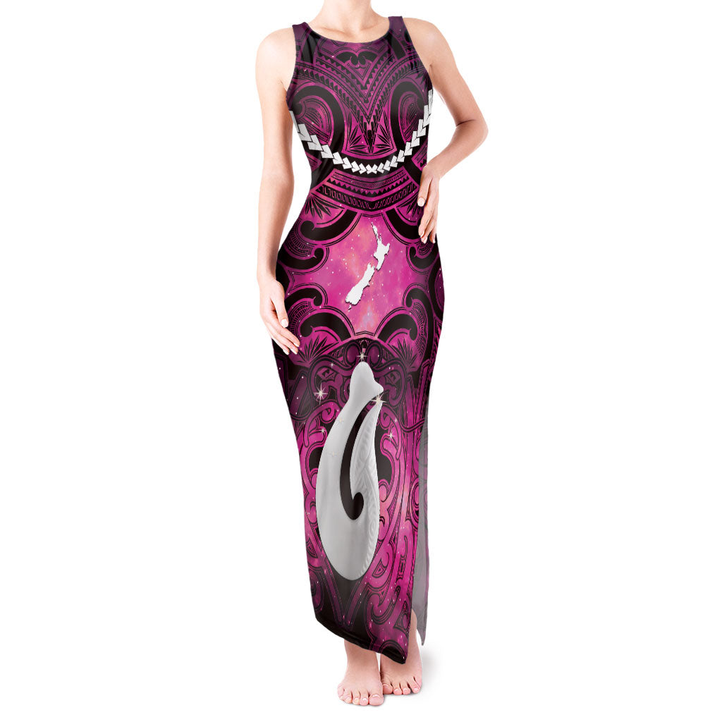 Personalised Maori Matariki Hei Matau Mawhero Tank Maxi Dress Maori Kowhaiwhai Pattern Galaxy