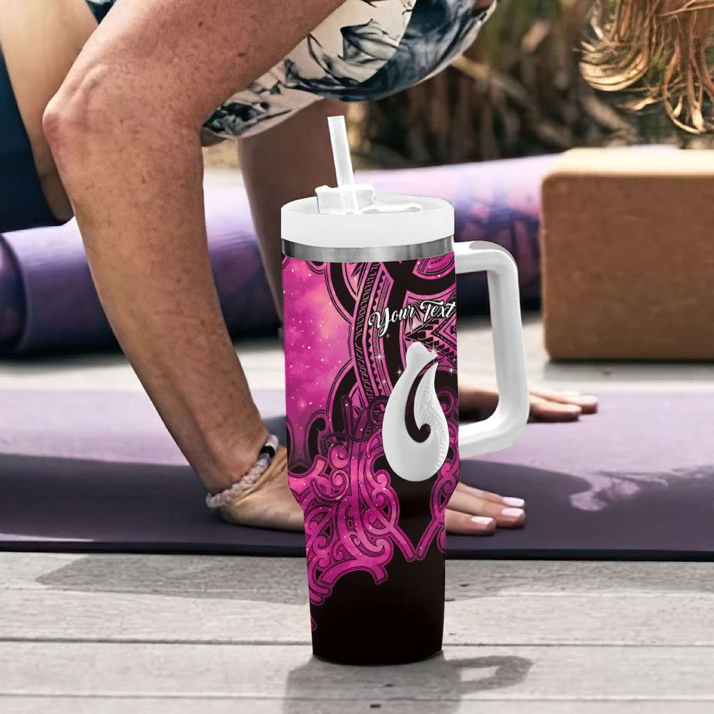 Personalised Maori Matariki Hei Matau Mawhero Tumbler With Handle Maori Kowhaiwhai Pattern Galaxy